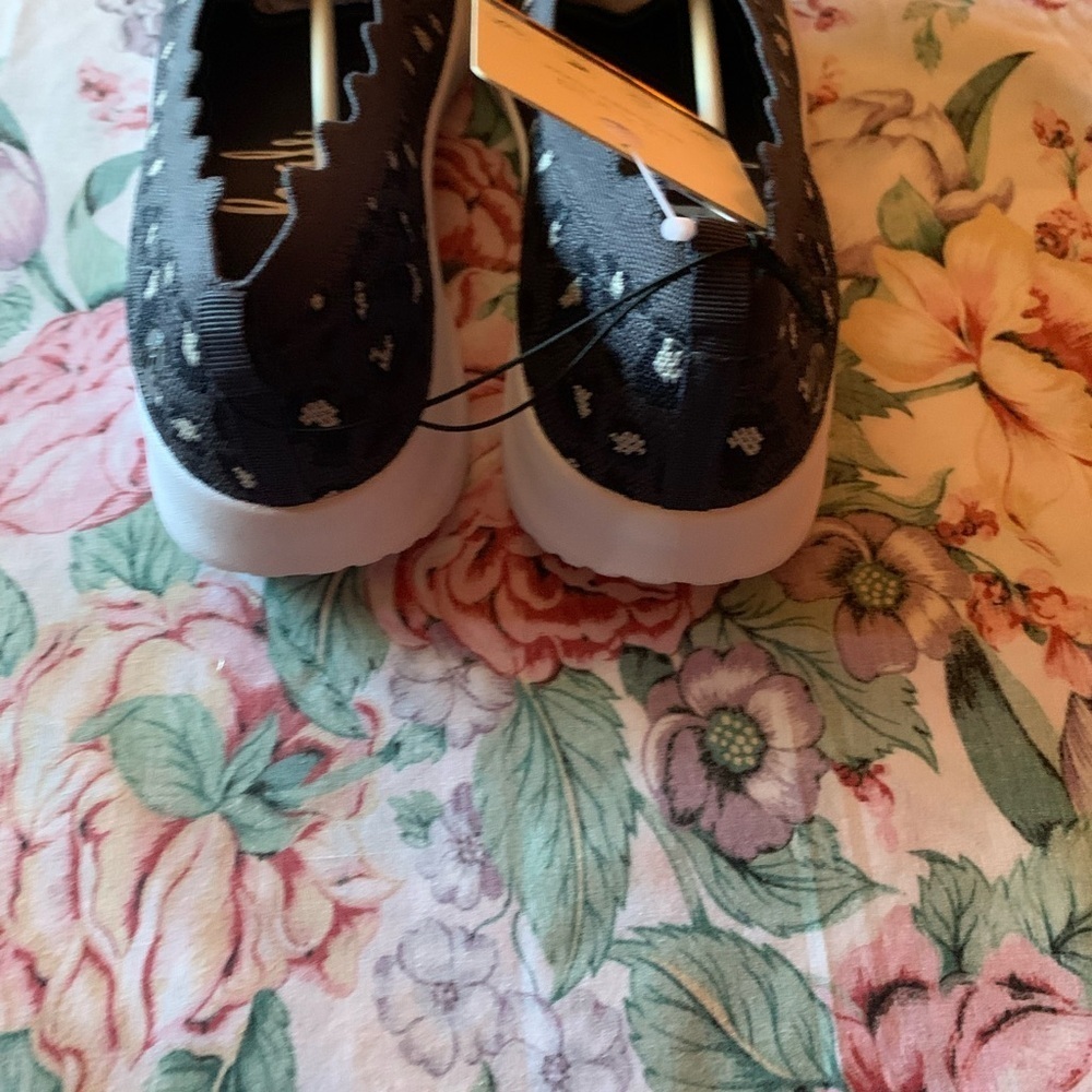 Women's Black and White Slip-On Shoes - Picture 9 of 14
